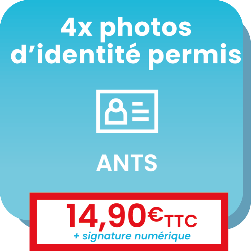 4x photos d'identité permis ANTS
